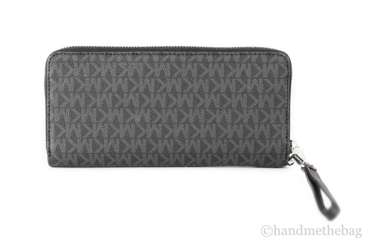 Michael Kors Jet Set Large Black Signature Continental Travel Wristlet Wallet